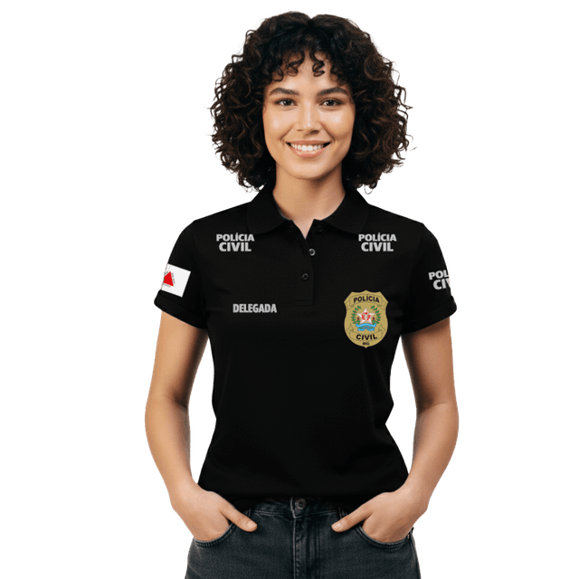 Camiseta Polo Baby Look PCMG Delegada Feminina