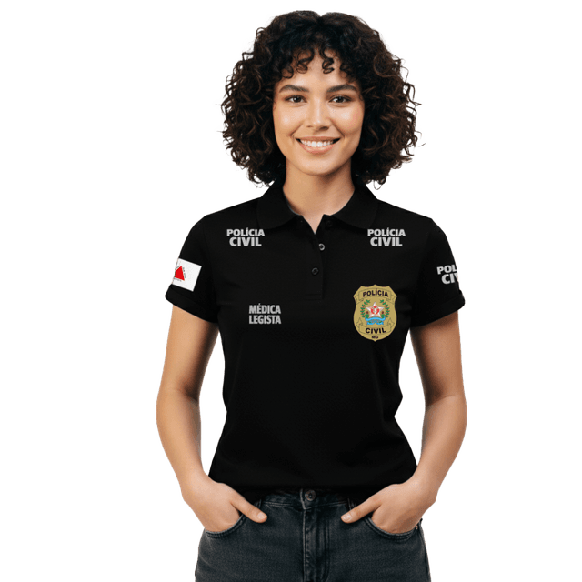 Camiseta Polo Baby Look PCMG Médica Legista Feminina